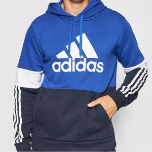 Adidas Go-To Colorblock Pullover Hoodie Blue/White/Navy Sz XXL